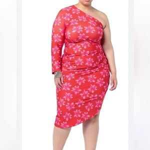 NWT Jonathan Cohen Floral One Sleeve Dress - Size 2XL